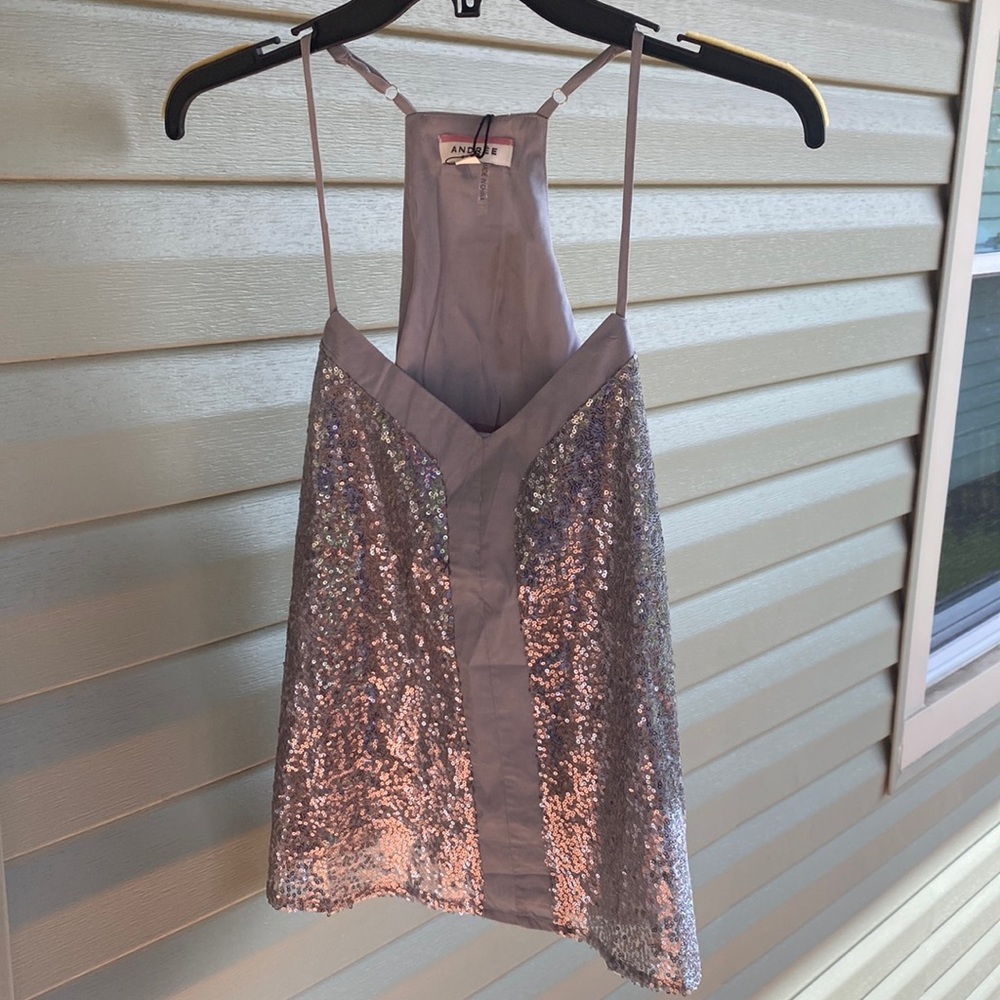 Andree by unit silver sequins tank top size medium